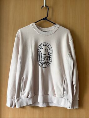 Charlevoix, Michigan Crew Neck Sweatshirt in Baby Pink